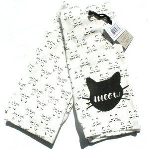 Set Of 2 Modern Meow CATS Black & White 100% Cotton Kitchen Towel 28" X 16"